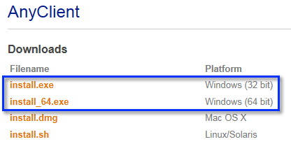 AnyClient installers