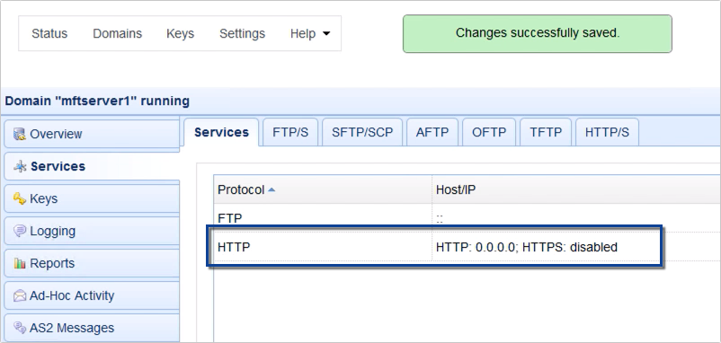 file transfer domain running